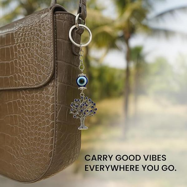 Nazar tree of life keychain symbolic protection charm for keys and accessories